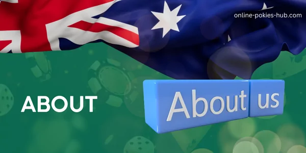 cubes about us, australian flag, inscription on green playing chips and dice background